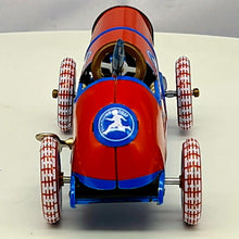 Load image into Gallery viewer, Vintage Schylling Racer Wind-Up Tin Toy Back
