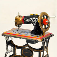 Load image into Gallery viewer, Vintage Sewing Machine Tin Toy Closeup
